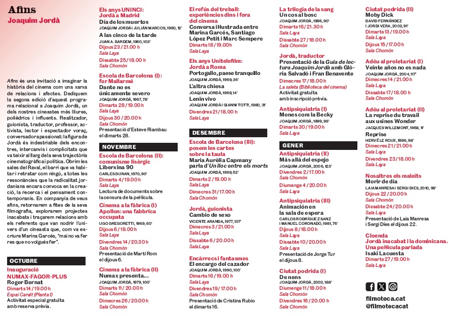 Afins: Joaquim Jordà. Programa